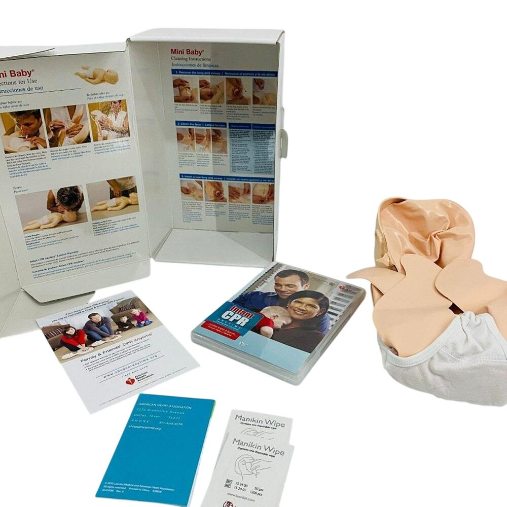 AHA Infant CPR Anytime DVD Training Kit Complete Baby Manikin Skin Latex Free